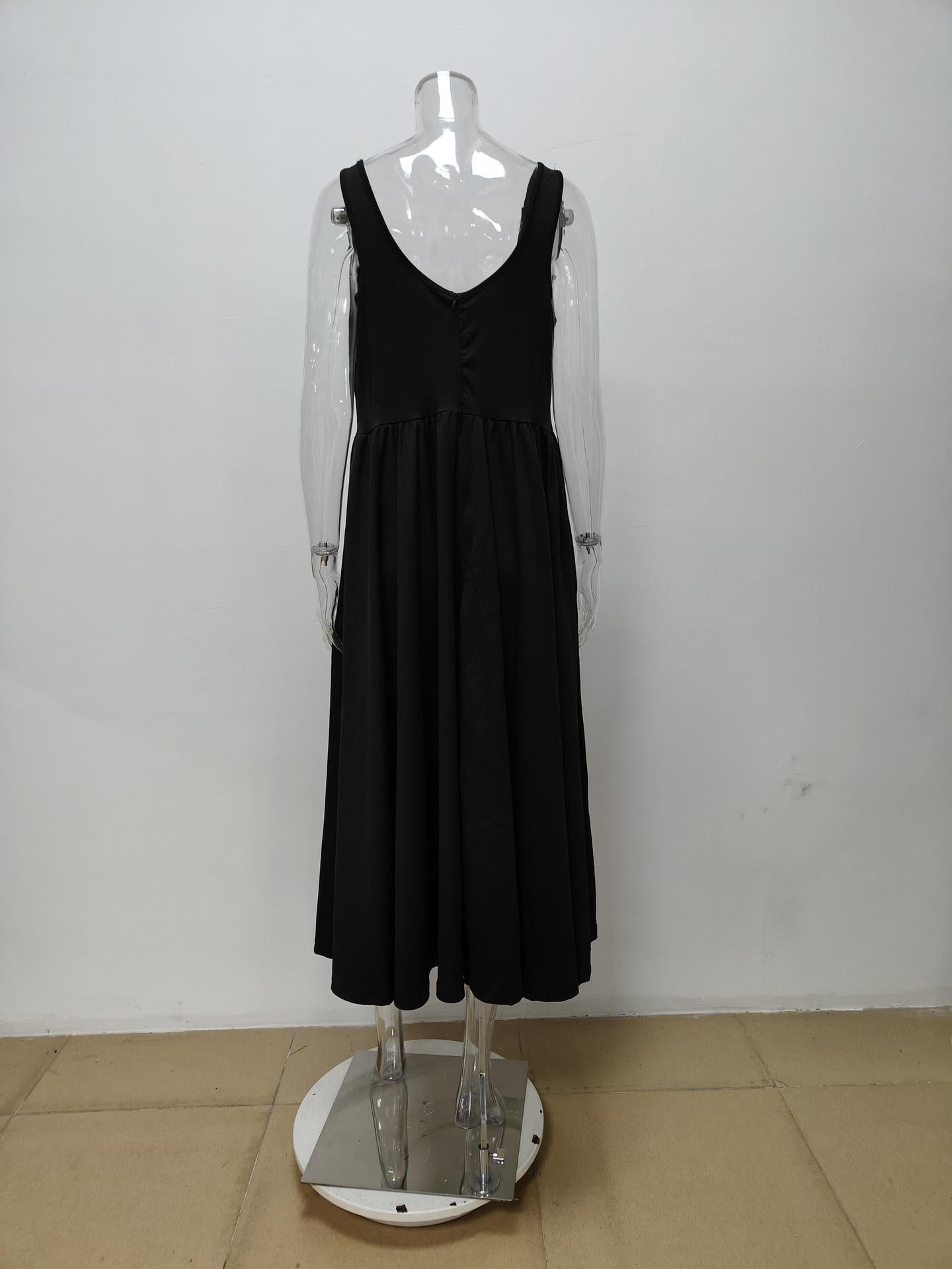 Women autumn sexy solid shoulder strap maxi dress 7