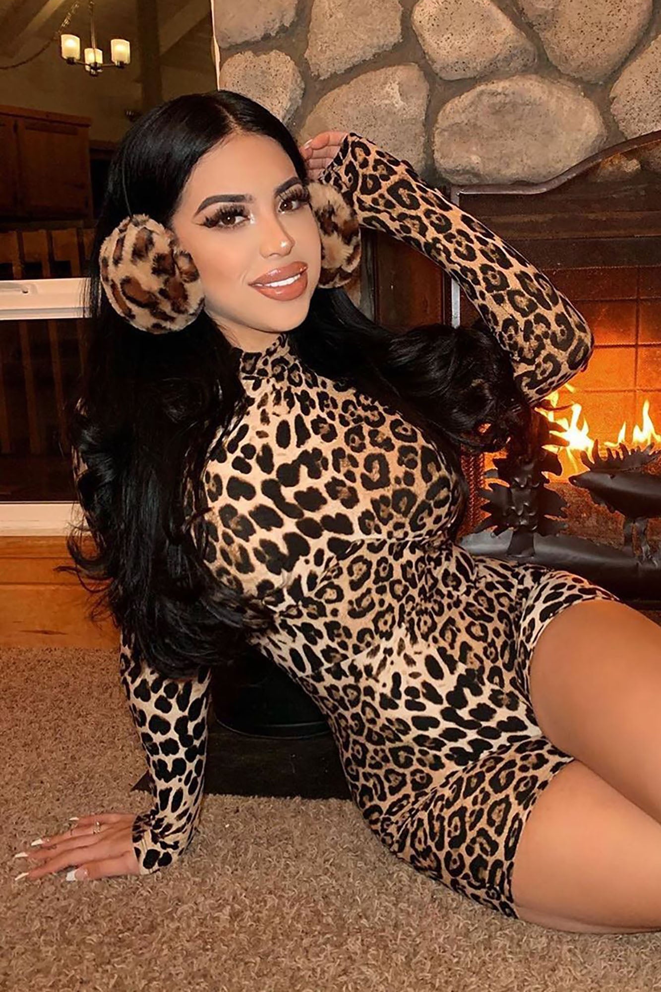 Women Long Sleeve Leopard Print Romper 5