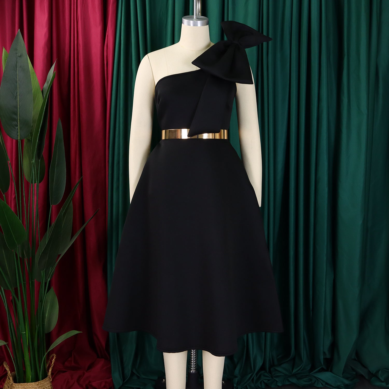 Fashion Women's Solid Color Sexy Formal Party African Dress 5