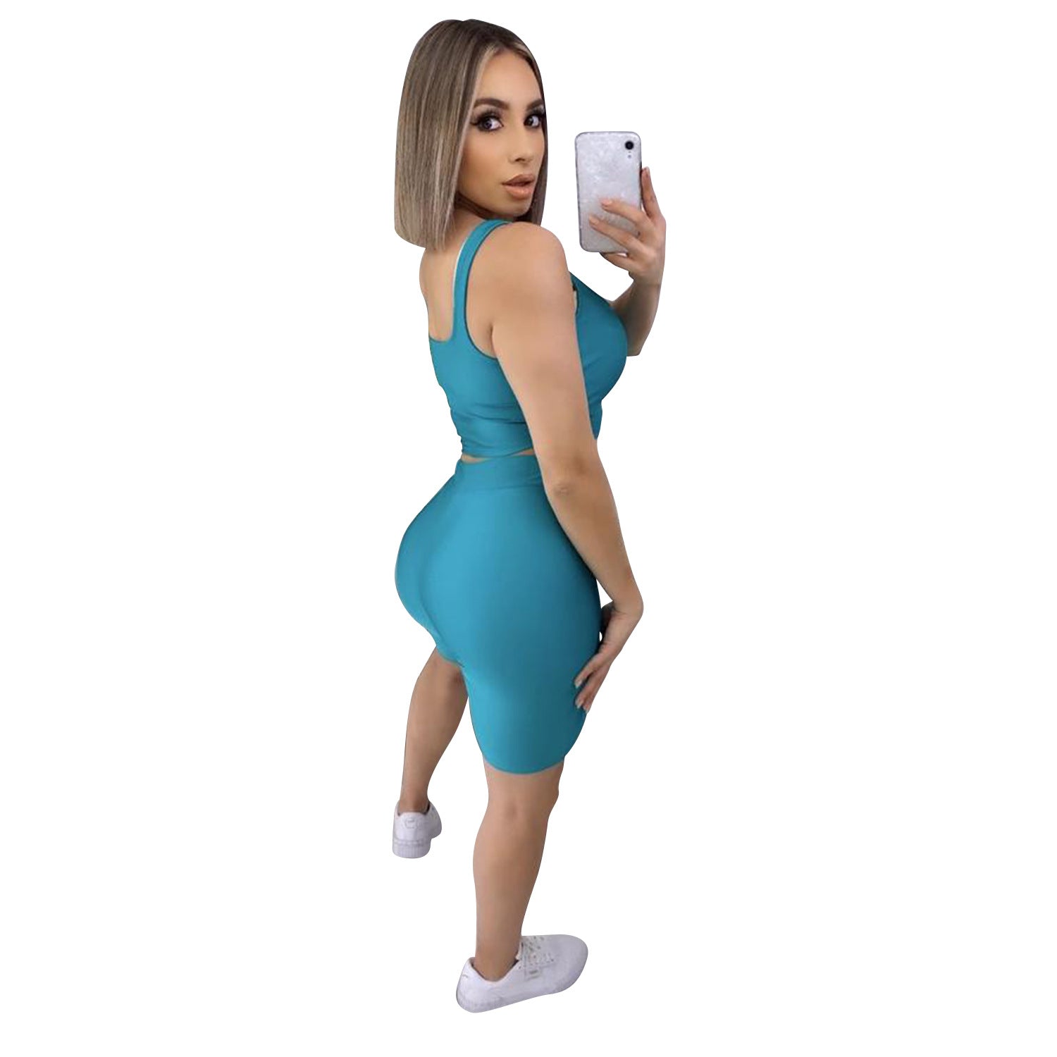 Women Sporty Top and Shorts Two-Piece Set 7