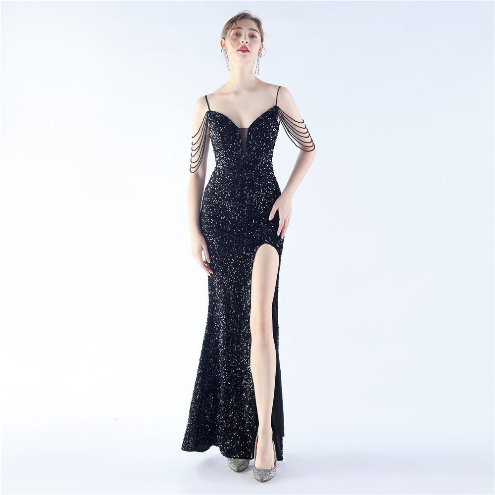 Women beaded and sequined evening dress