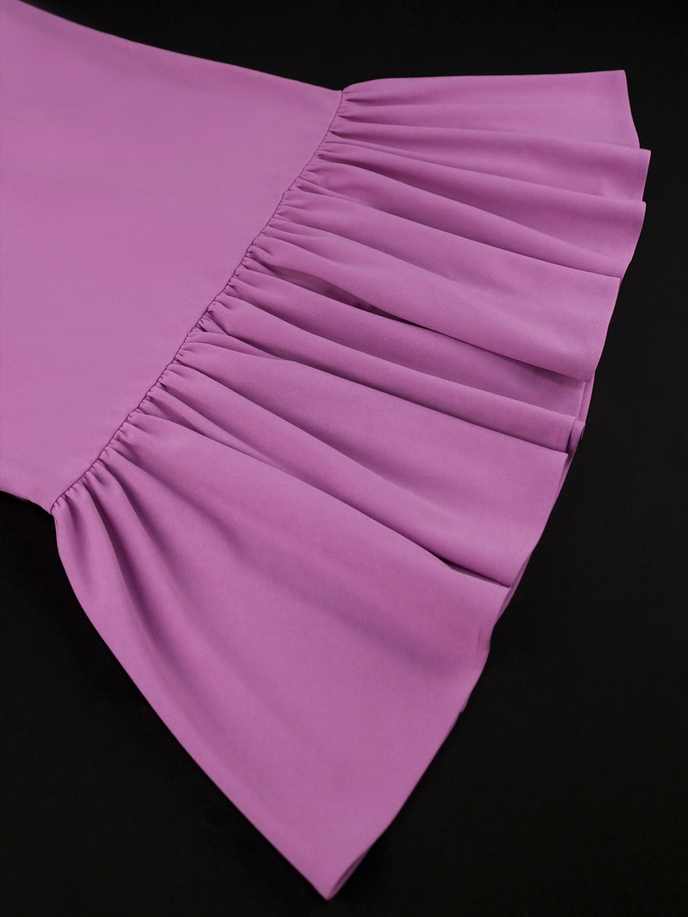 Women Purple Ruffle Edge Square Neck Bell Bottom fishtail dress 10