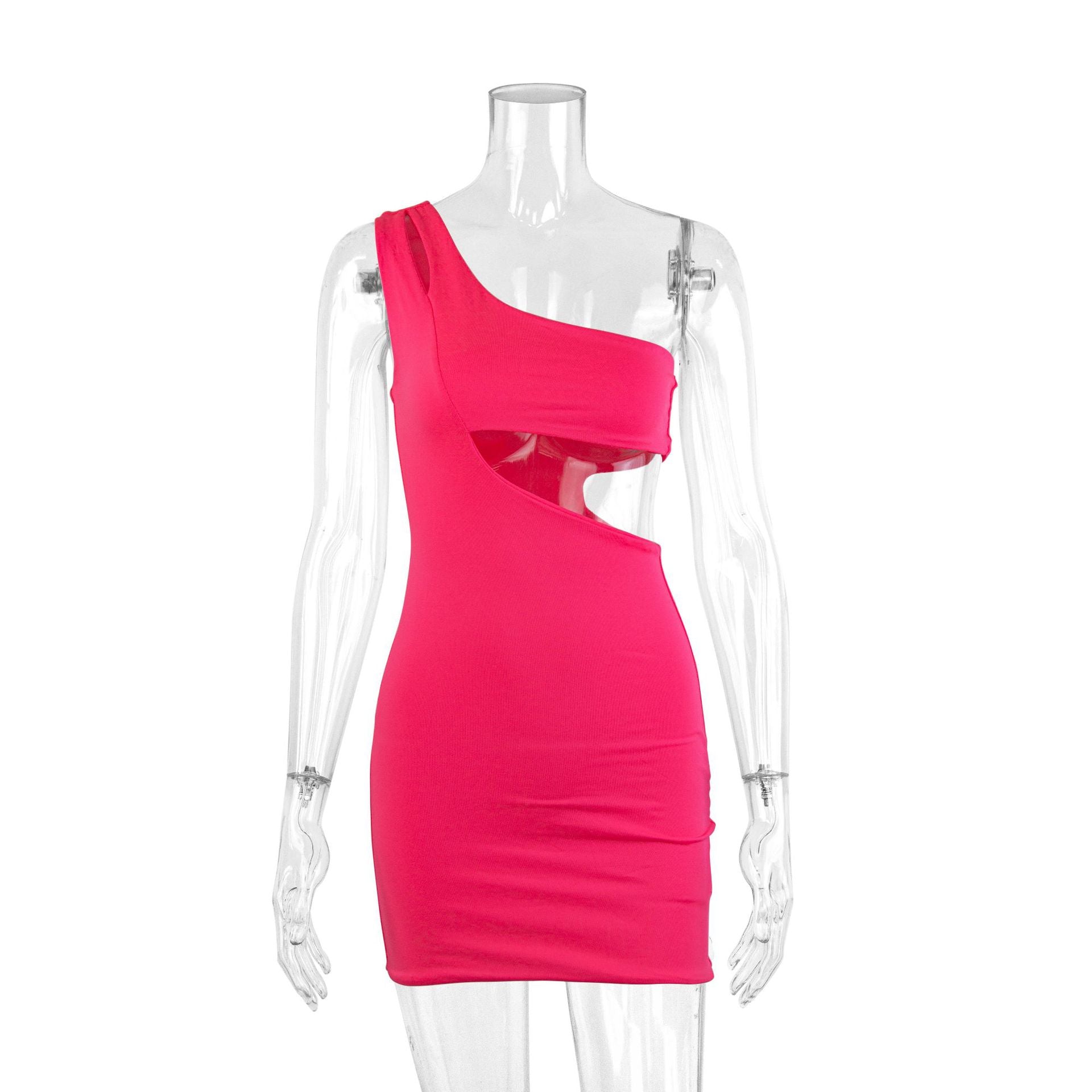 One Shoulder Sheer Bodycon Dress Summer Sexy Mini Dress 6