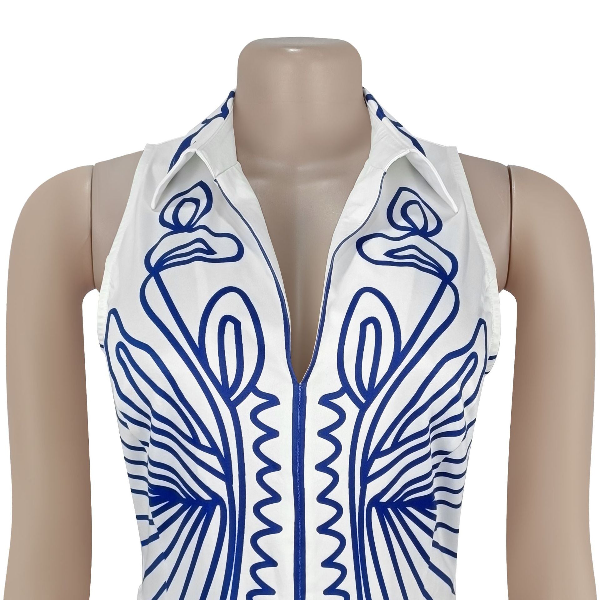 Women Elegant Printed Top and Pants Two-Piece Set 14