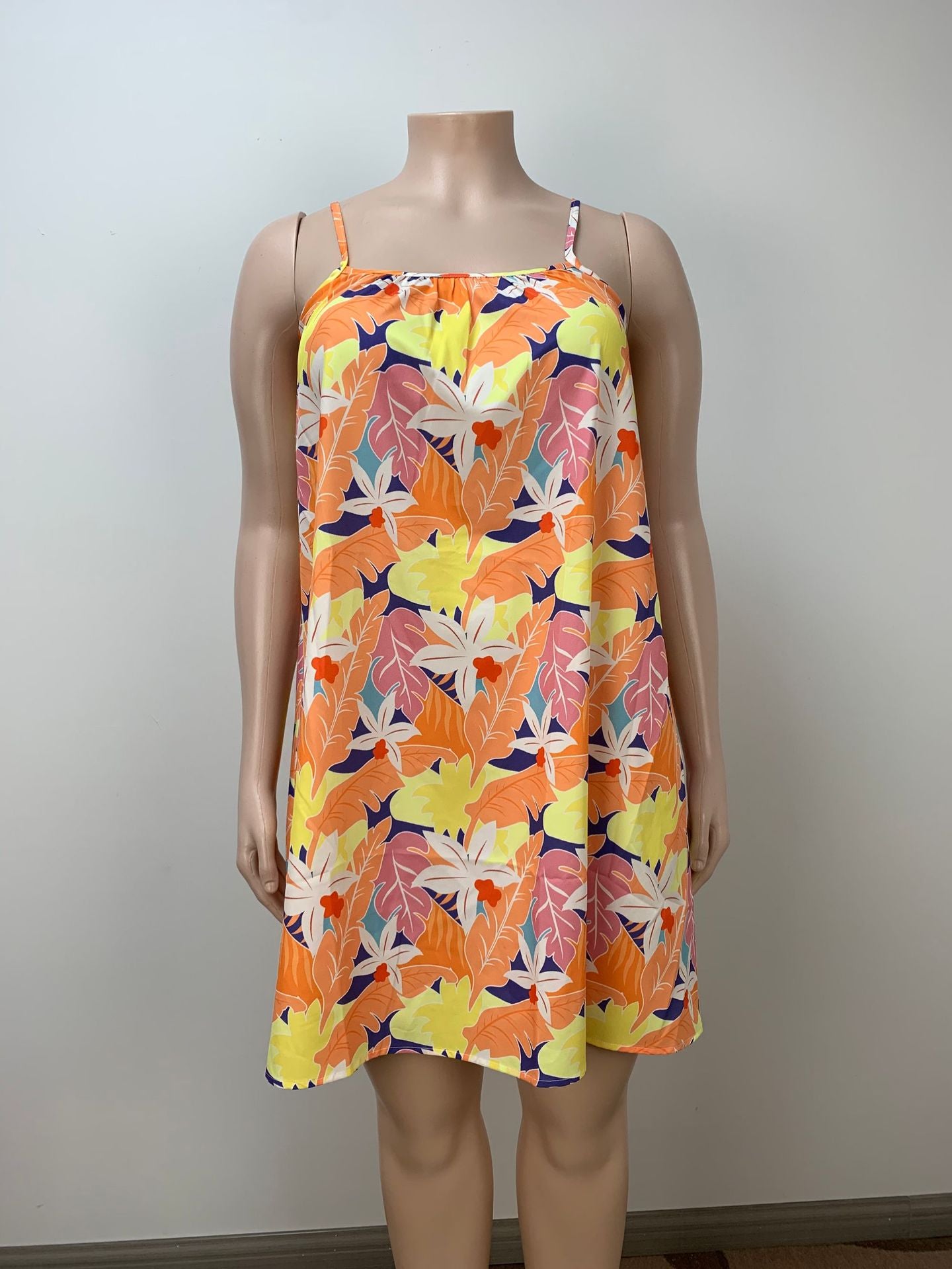 Plus Size Women Summer Holidays Loose Strap Dress 4