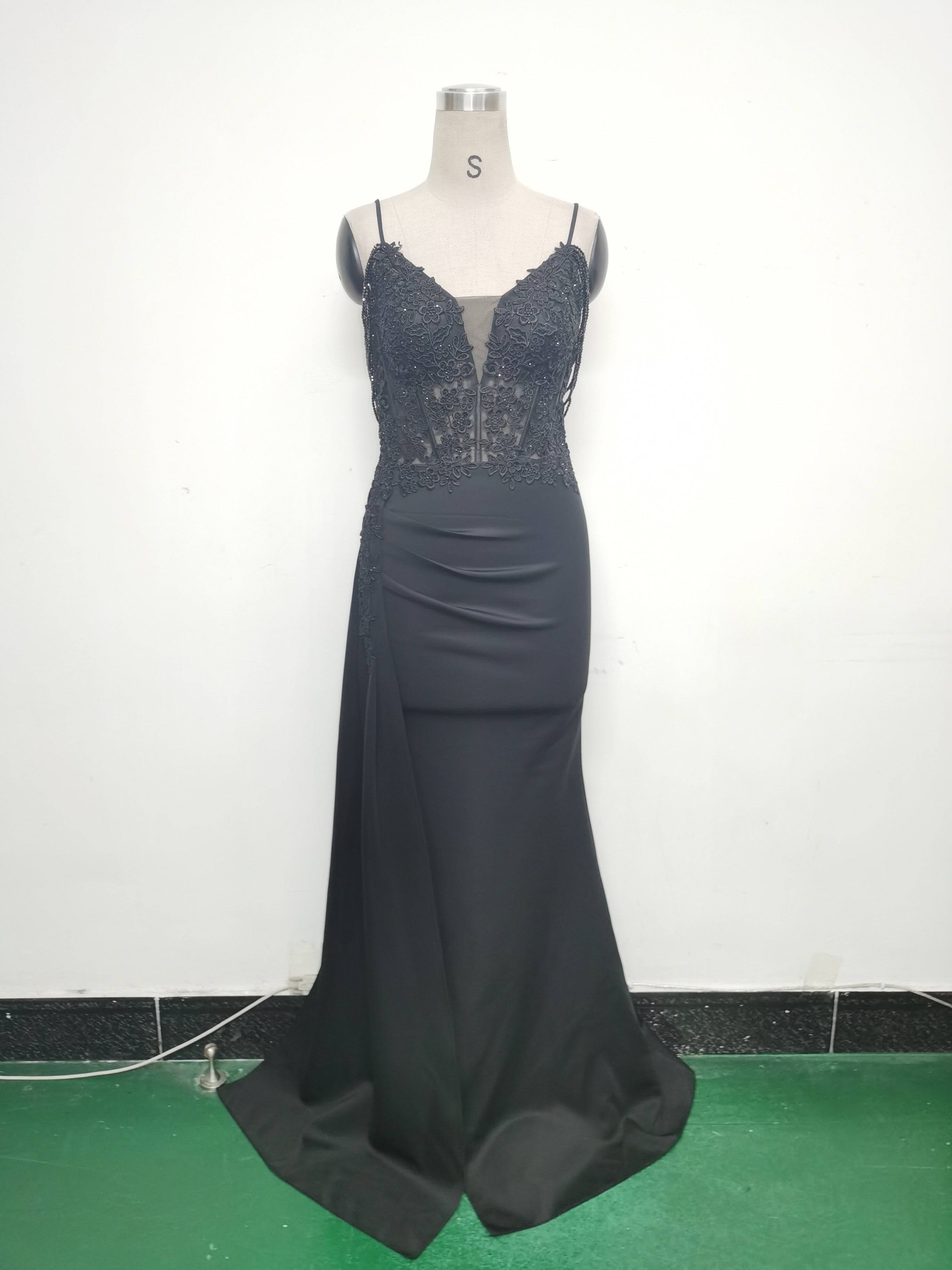 Women Beaded Flowered Fishbone Beaded Evening Dress 33