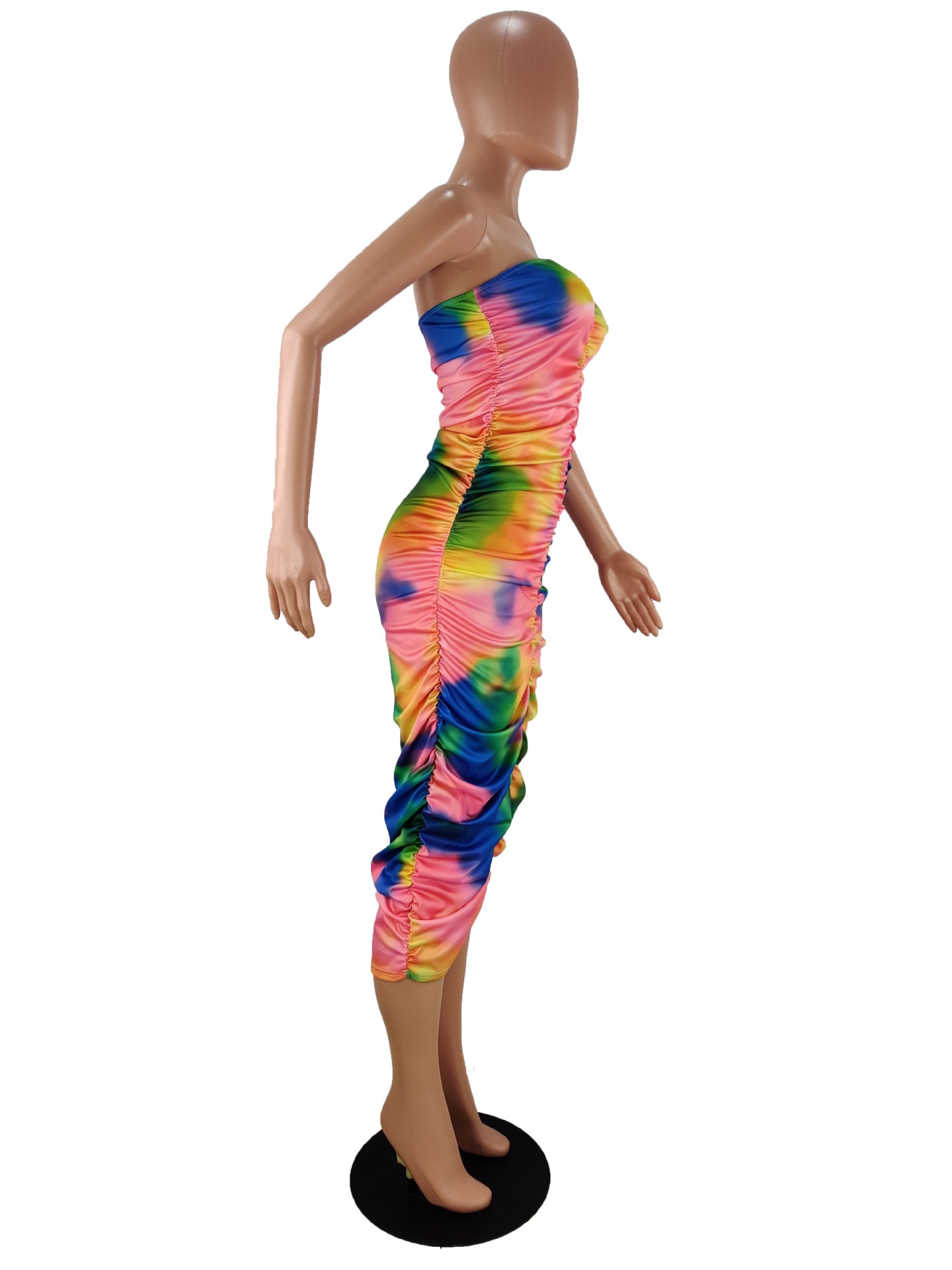 Women clothes Summer Fashion Print Strapless Long Dress 6