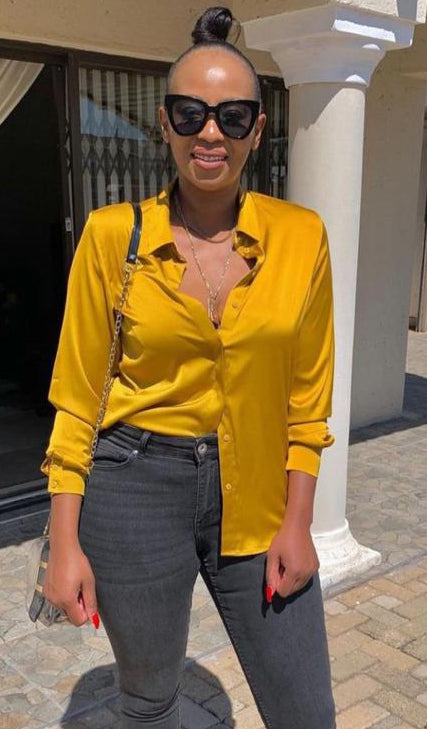 Women Satin Single Breasted Long Sleeve Solid Shirt