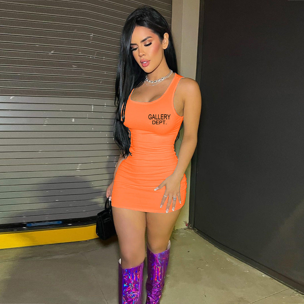 Women's Spring Printed U-Neck Slim Street Sexy Bodycon Dress 13