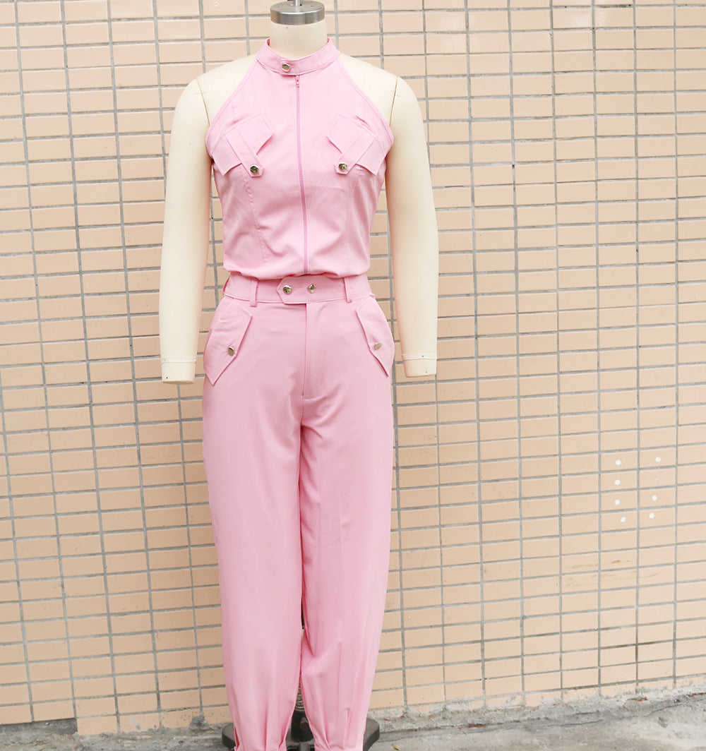 Women Summer Sleeveless Top and Cargo Pants Two-Piece Set 13