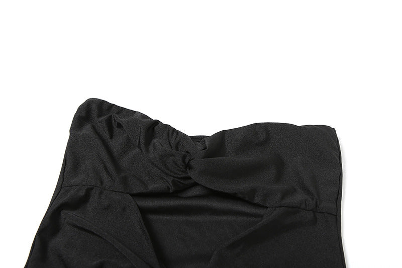 Women's Spring Summer Style Solid Color Sexy Low Back Strapless Hollow Slim Long Dress 12