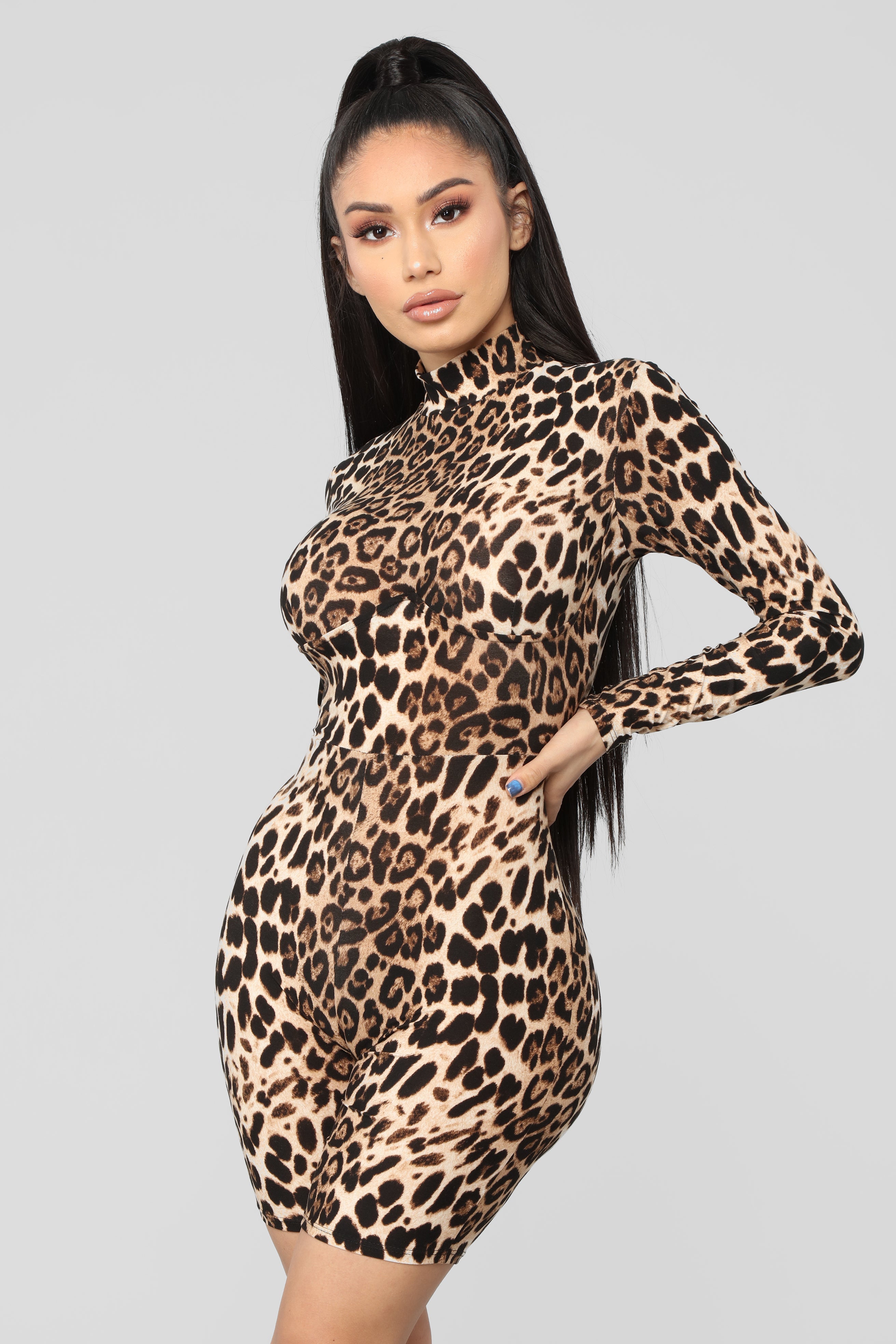 Women Long Sleeve Leopard Print Romper 7