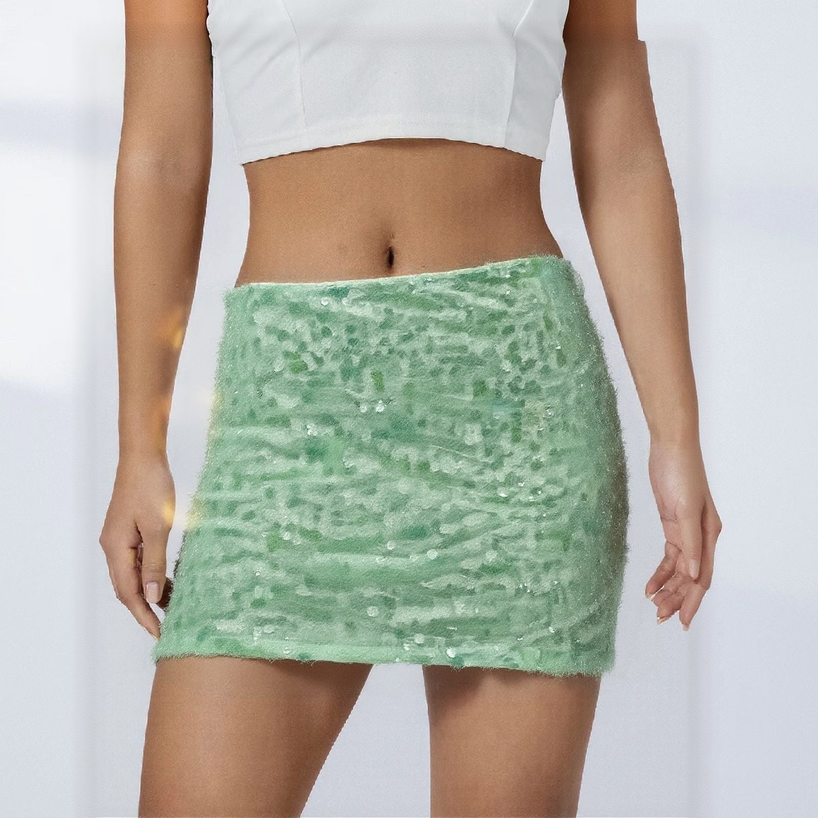 Sexy sequin bodycon short skirt 4