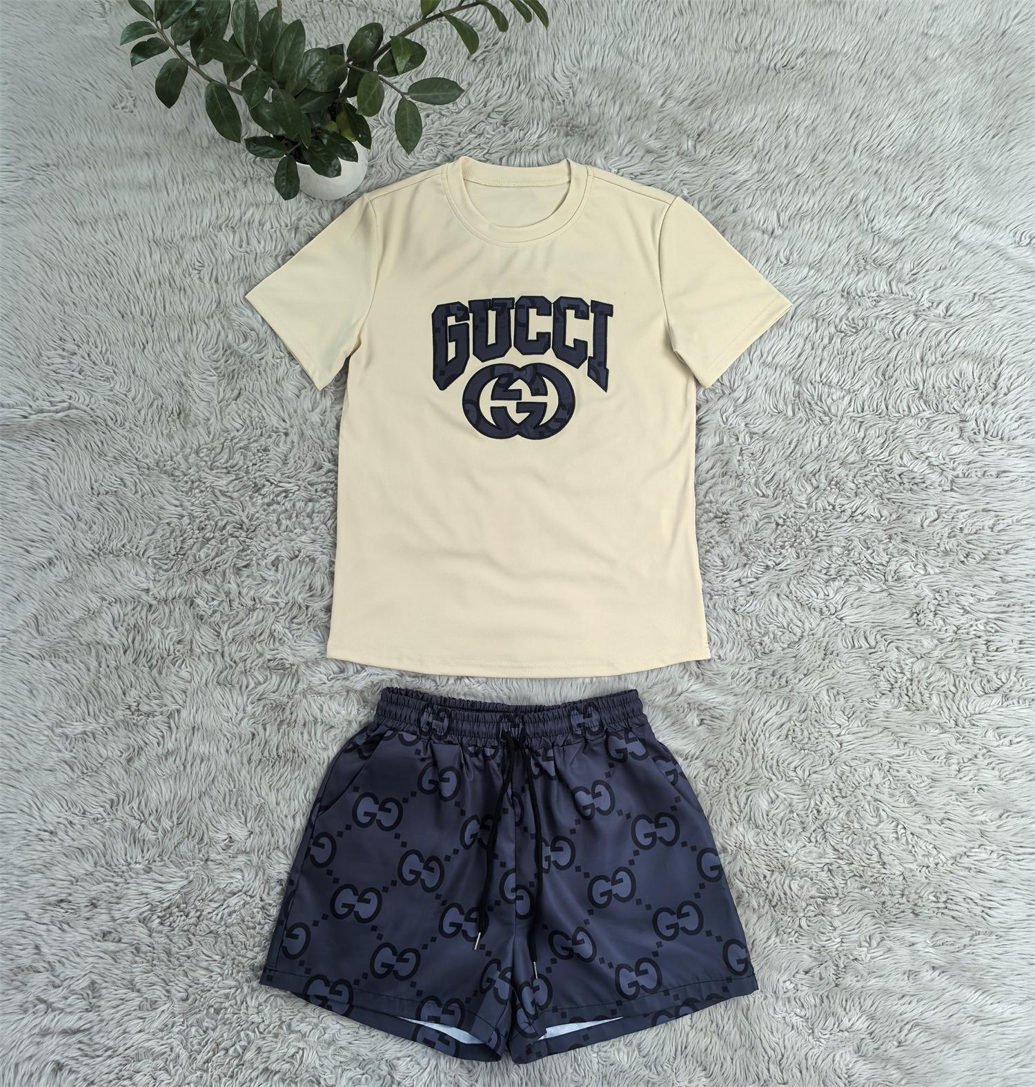 Women Summer Embroidered Printed Short Sleeve Top and Shorts Two-Piece Set 6