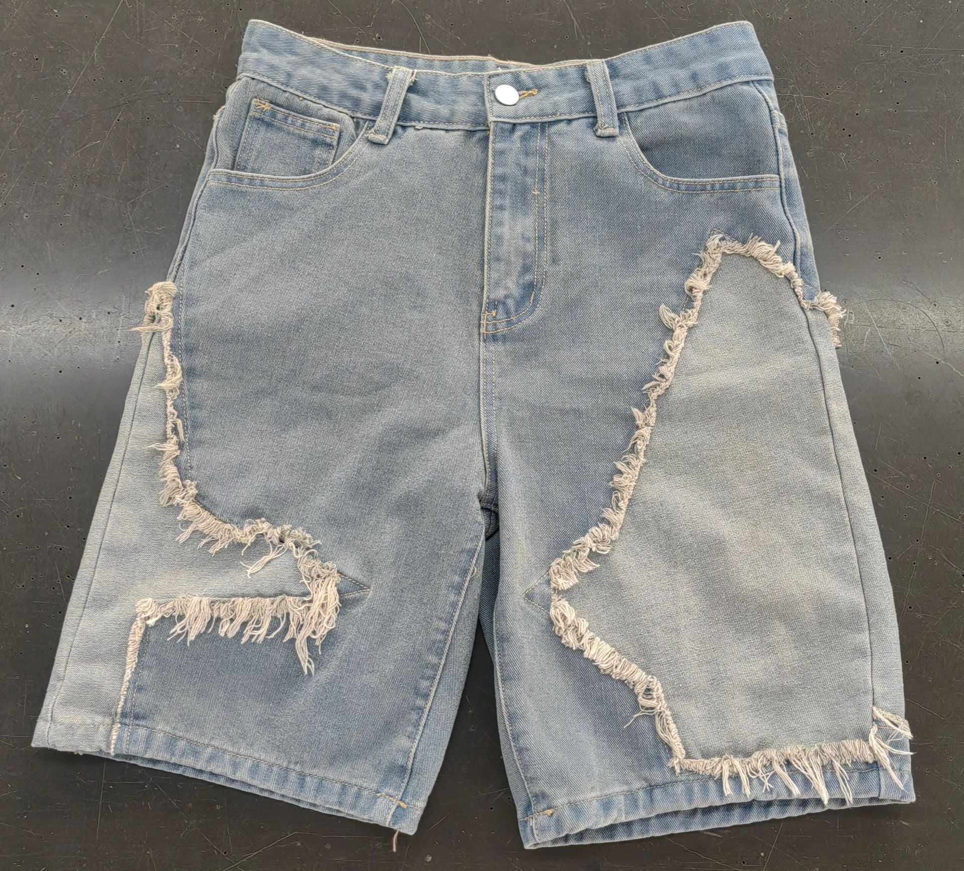 Women summer star tassel raw edge loose Denim Shorts 8