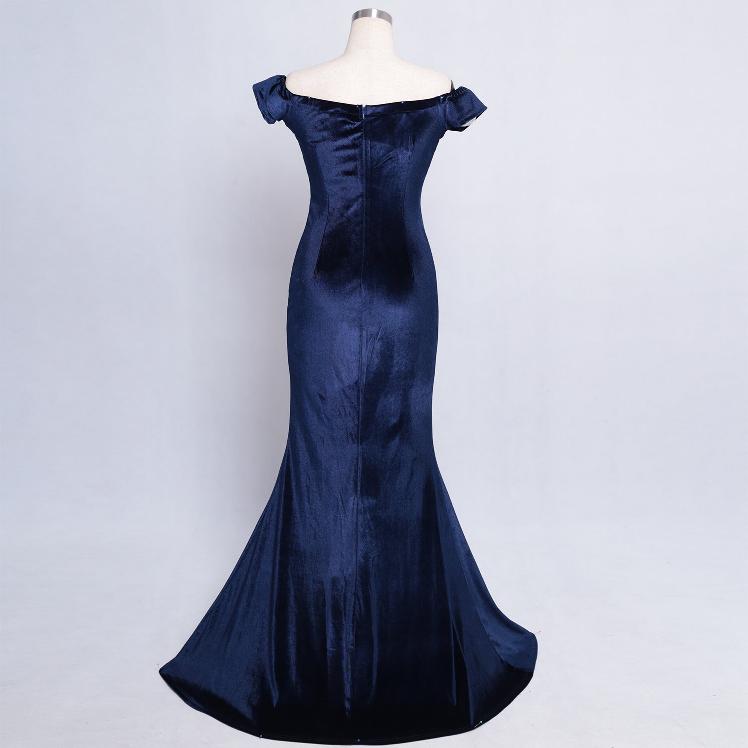 sexy off shoulder mermaid long velvet Formal Party evening dress 27