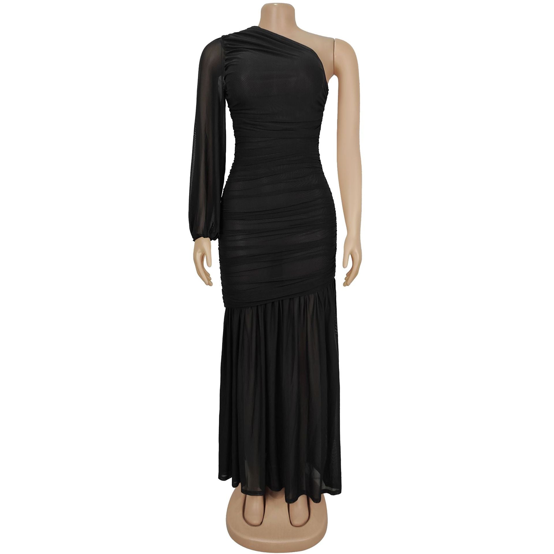 Women Sexy Slash Shoulder Mesh Dress 18