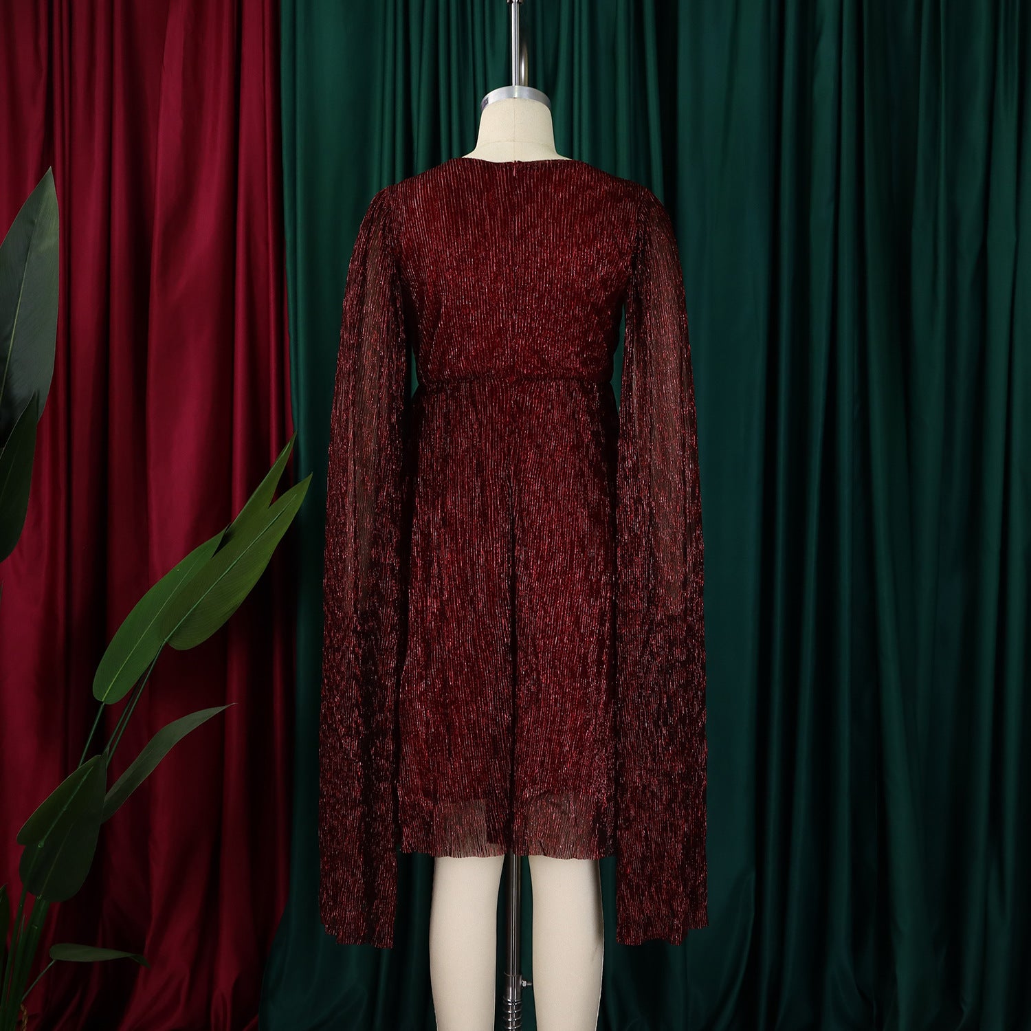 Women's Winter Fashion Chic Elegant V-Neck Long Sleeve Africa Evening Dress 26