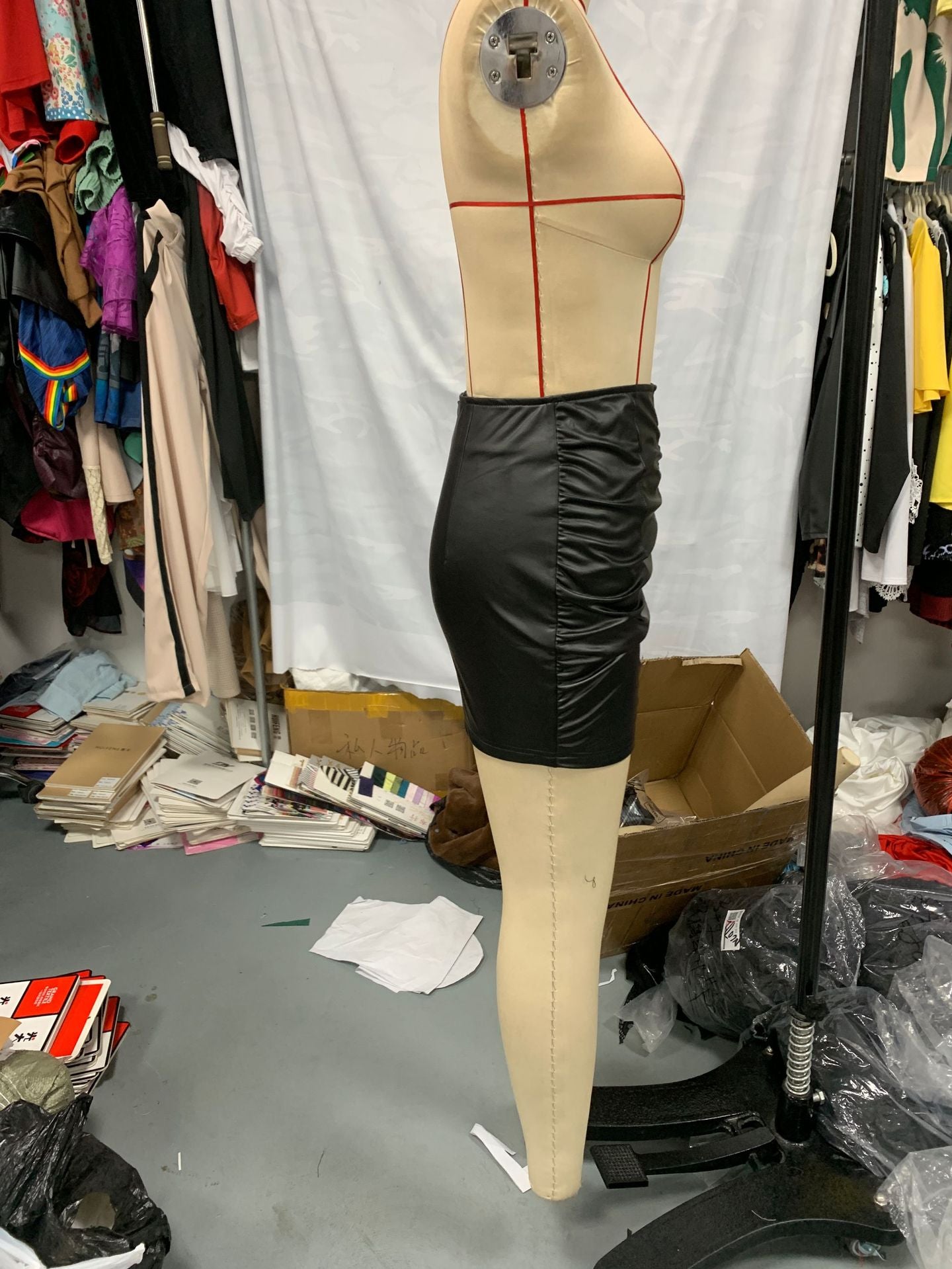 Autumn and winter fashion pleated sexy high waist Slim Fit short leather skirt 10