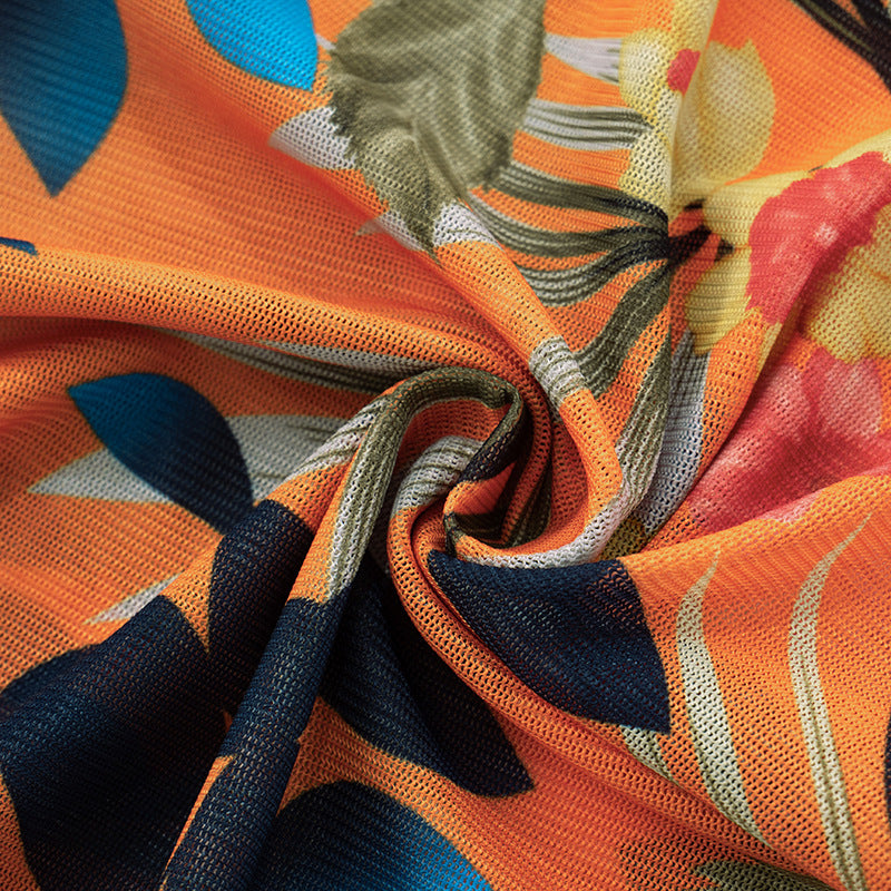 Women Sexy Rainforest Print Mesh Pants 17