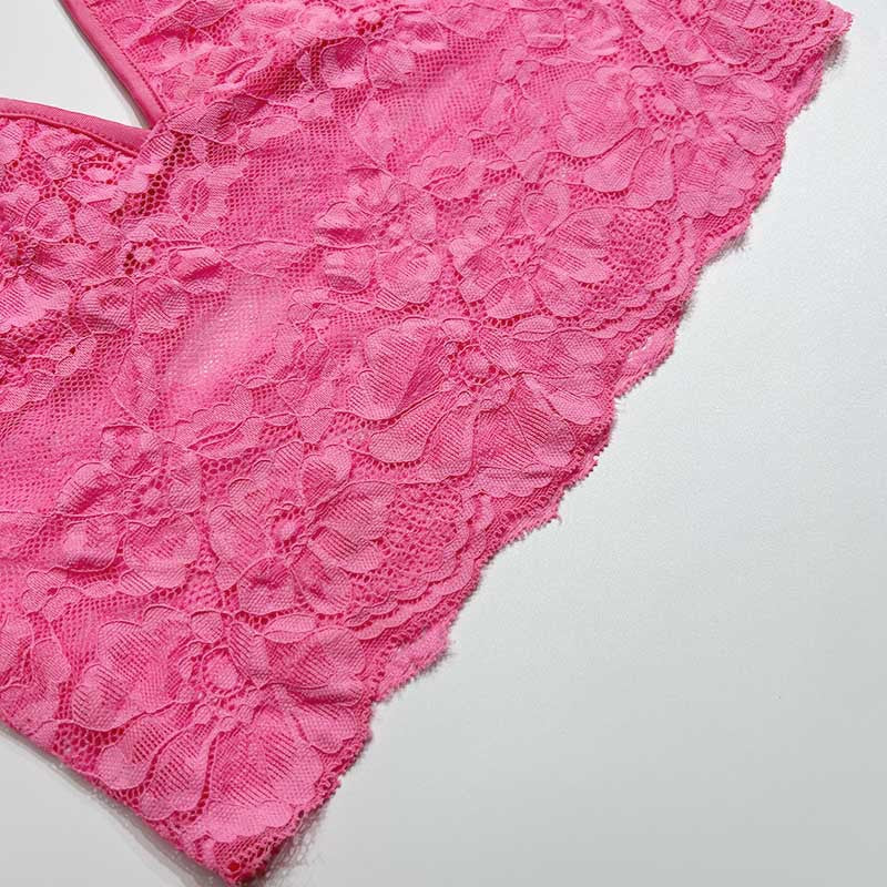 Sexy See-Through Camisole Hollow Lace Patchwork Bodycon Mini Skirt Women's Two Piece Set 21