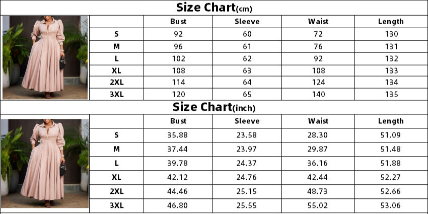 Women Elegant Long Sleeve Solid Maxi African Shirt Dress 9