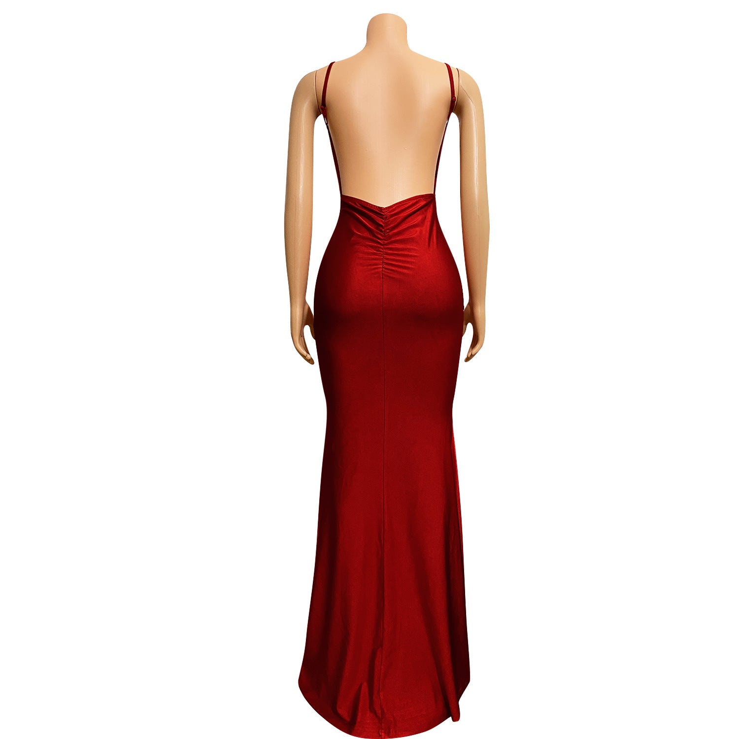 Women Sexy Sleeveless V-Neck Bodycon Long Fishtail Evening Dress 12