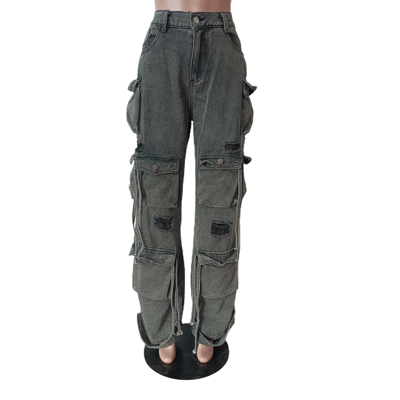 Denim Cargo Pants Multi-Pocket Pants Retro Casual Pocket Pants 20
