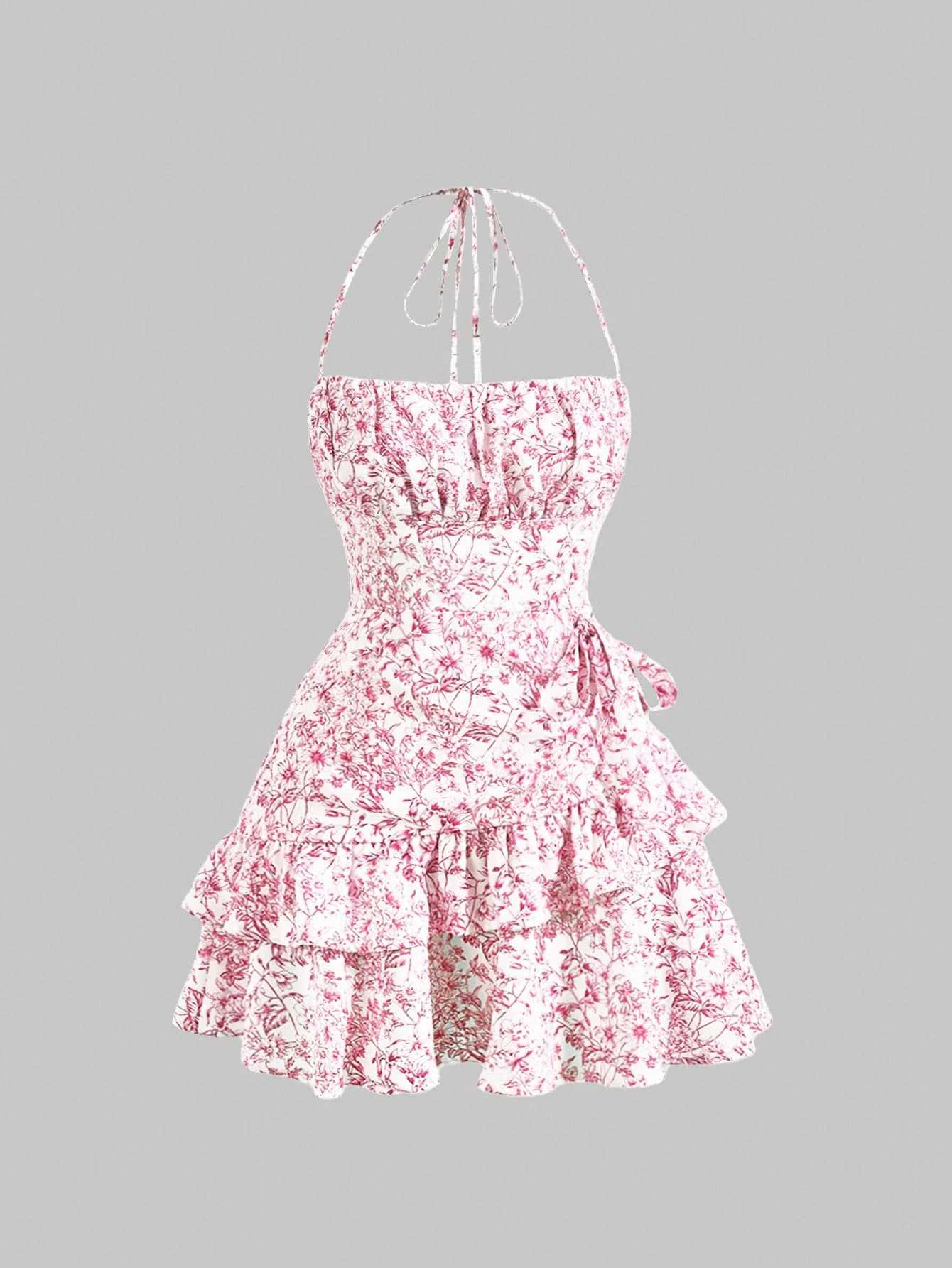 Women floral cascading ruffles dress 3