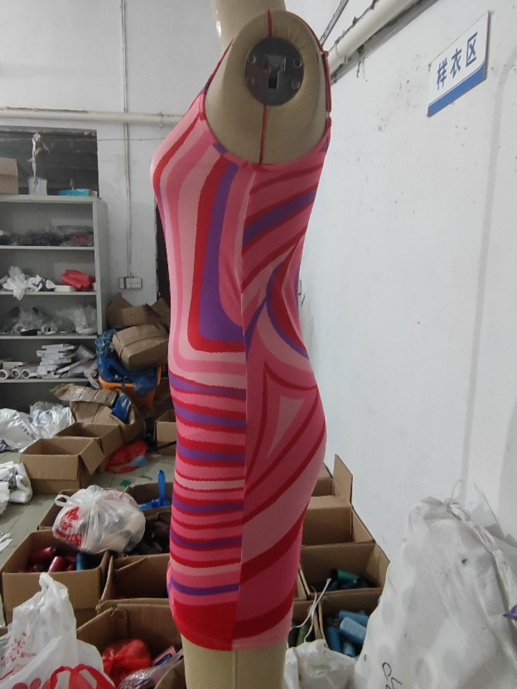 Trade Summer Sexy Slim Waist Printing Knitting Straps Dress Female 10