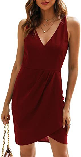 Women sleeveless v-neck solid dress 9