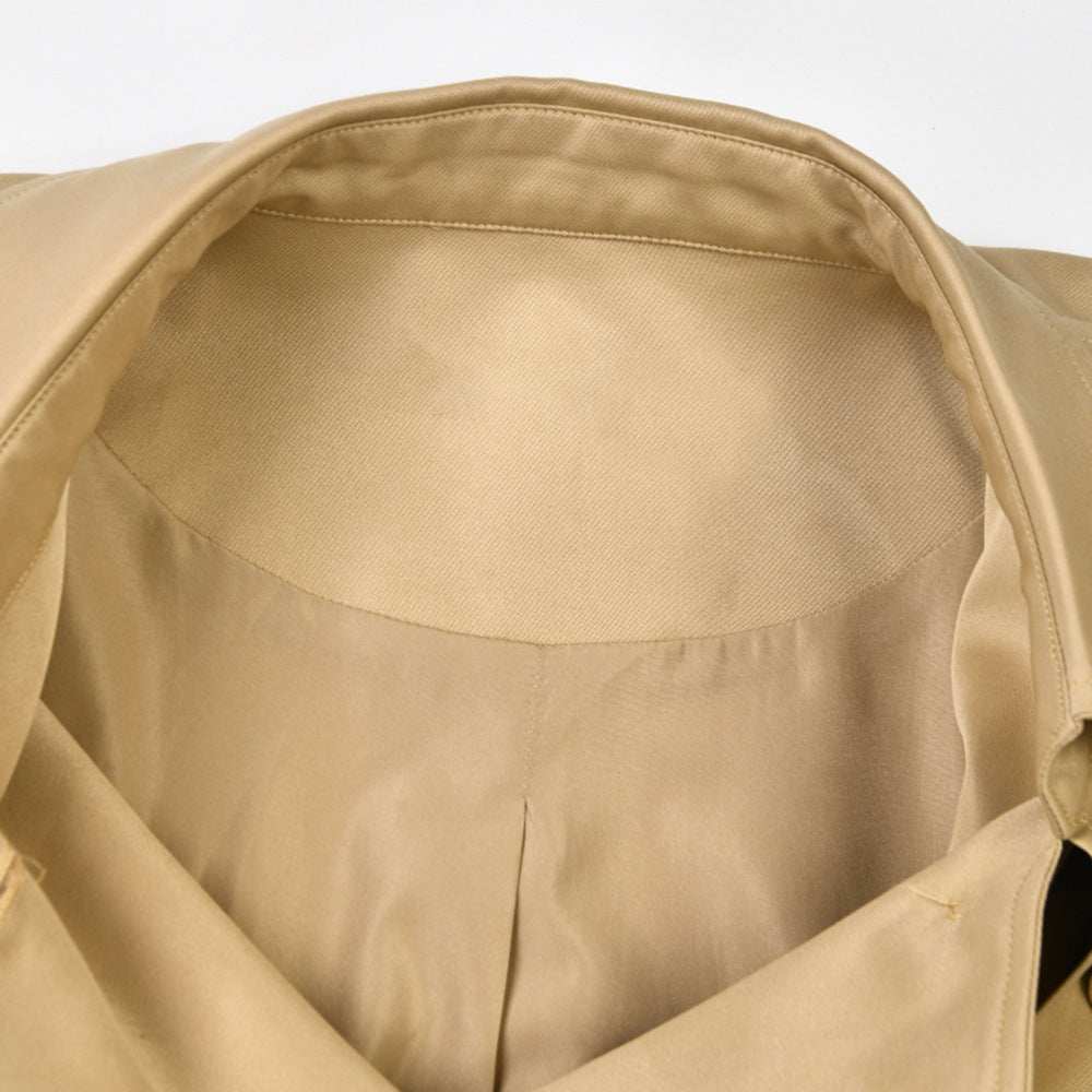 Trendy Asymmetric Shawl Windbreaker Jacket For Women Autumn Chic Gray Long Coat 5