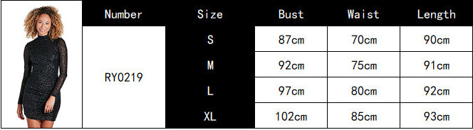 Women Sexy Long Sleeve Bodycon Sequin Dress 5