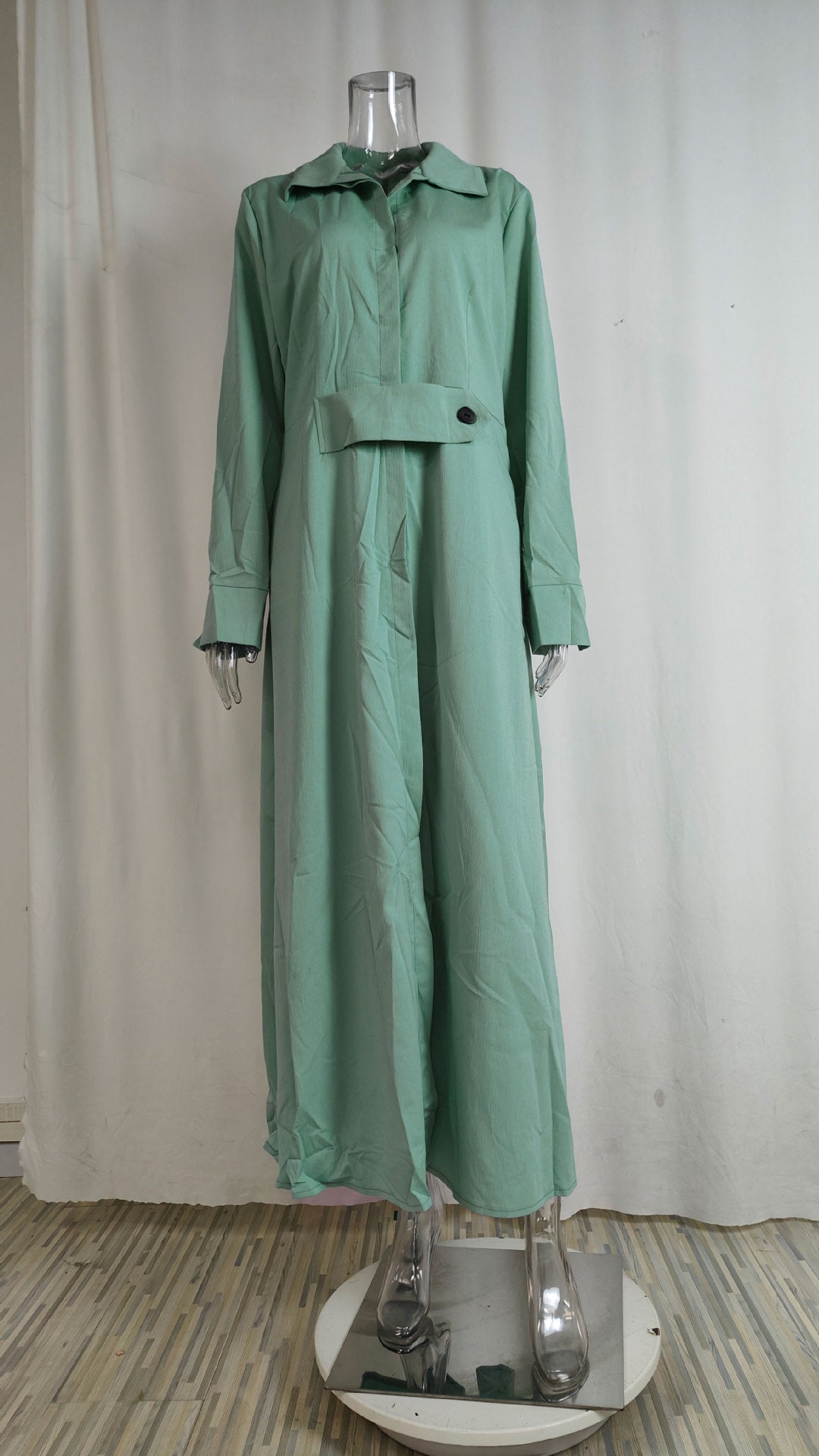 Fall Chic Career Strappy Solid Slim Waist Long Sleeve Irregular Shirt Dress 25