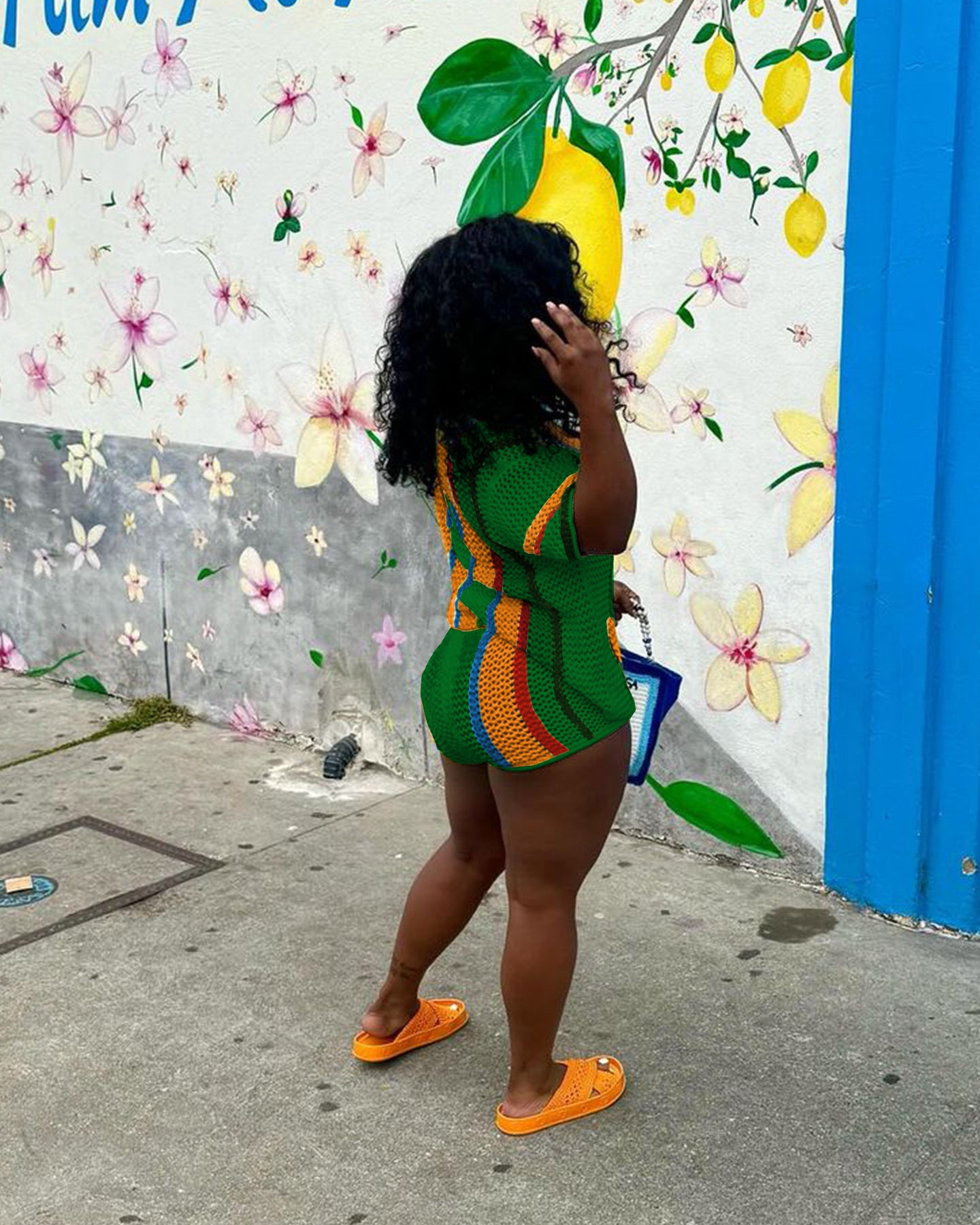 Women's Sexy Hollow See-Through Turndown Collar Knitting Two Piece Shorts Set 37