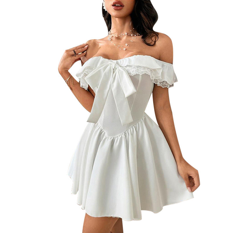 Off-Shoulder Slim Waist A-Line Mini Dress Chic Cocktail Dress 11