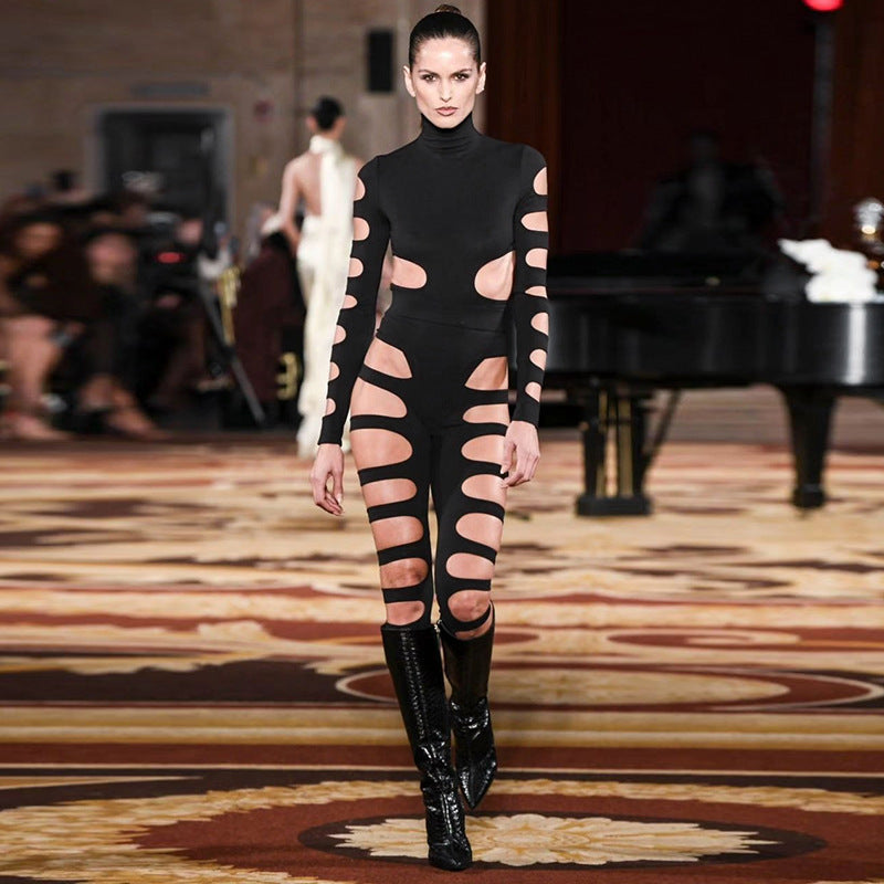 Hollowed Out Sexy Long Sleeve Jumpsuit 5