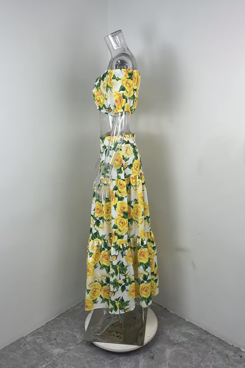 Women off-shoulder Strapless Top + skirt two-piece set 8