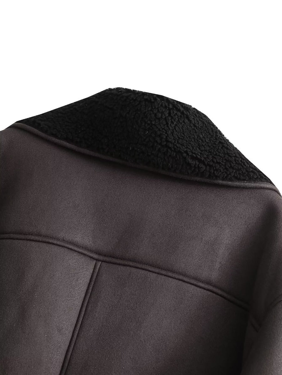 Winter Turndown Collar Loose Fur Jacket 17