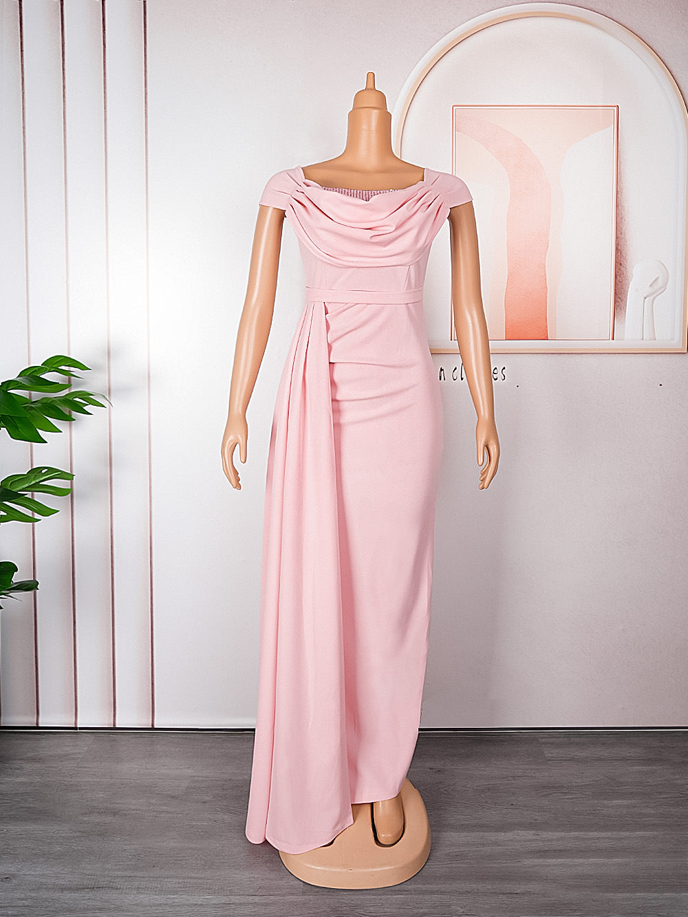 African Women's Plus Size Solid Color Long Dress 11