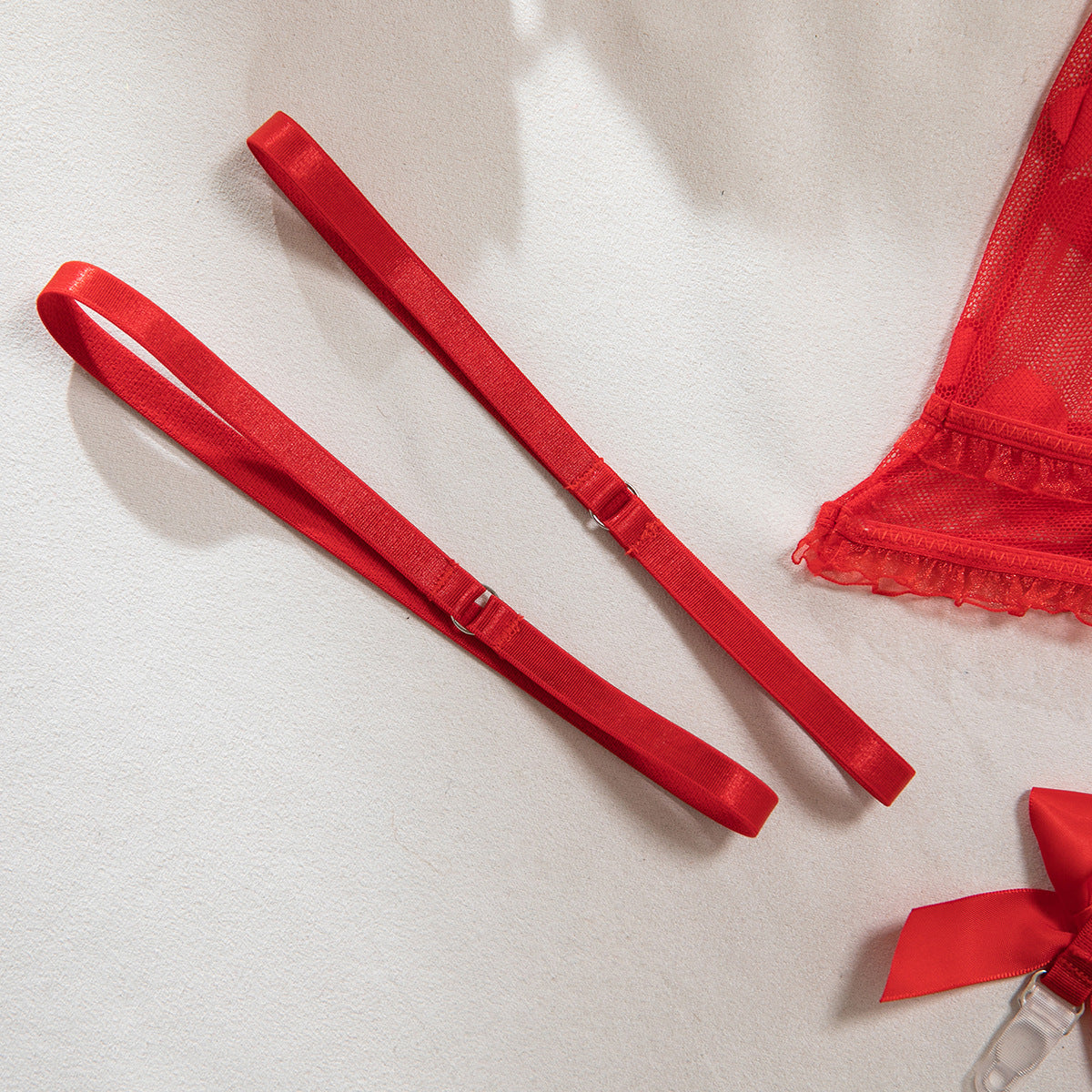 Women heart print see-through mesh bow lingerie with sexy lingerie 16