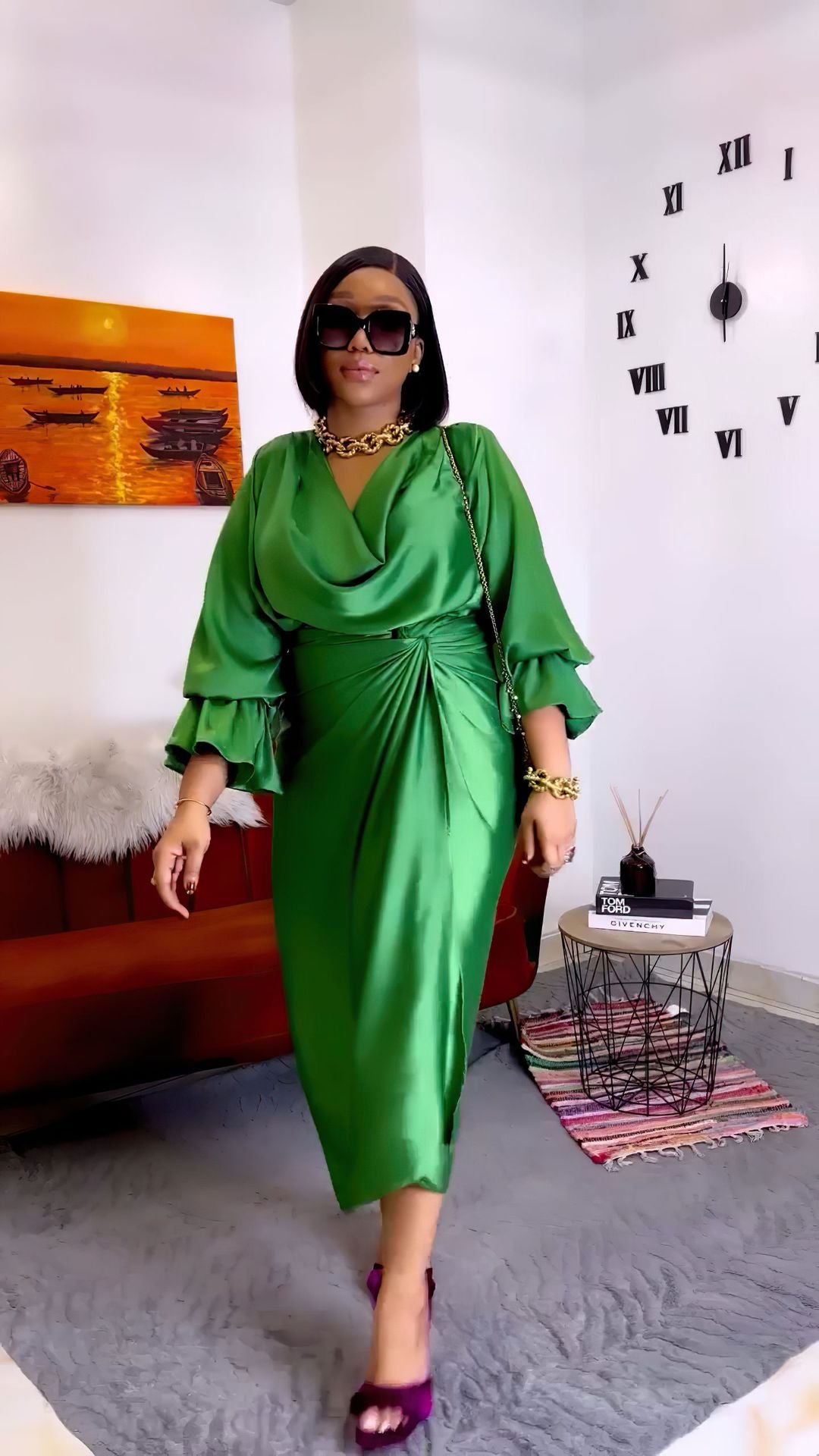 Women's clothing loose long Sleeve top long skirt two-piece set