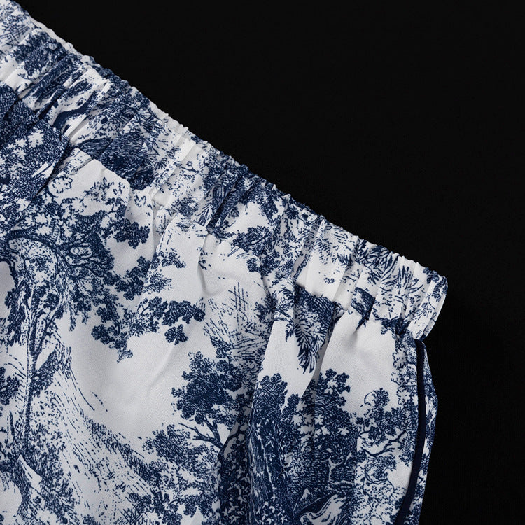 Spring And Autumn Print Turndown Collar Long Sleeve Shirt Trousers Two-Piece Suit Women's Clothing 15