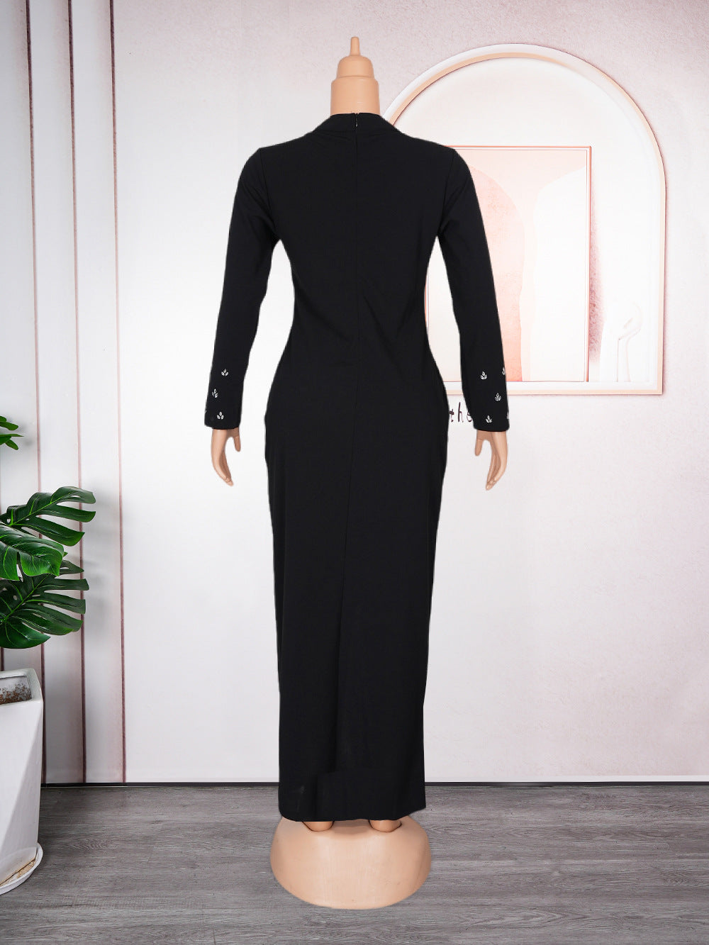 Africa Plus Size Women's Beaded V-Neck Bodycon Chic Elegant Dress 22