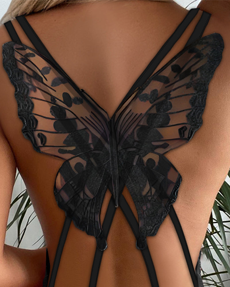 Women Red Backless Suspender Dress 4