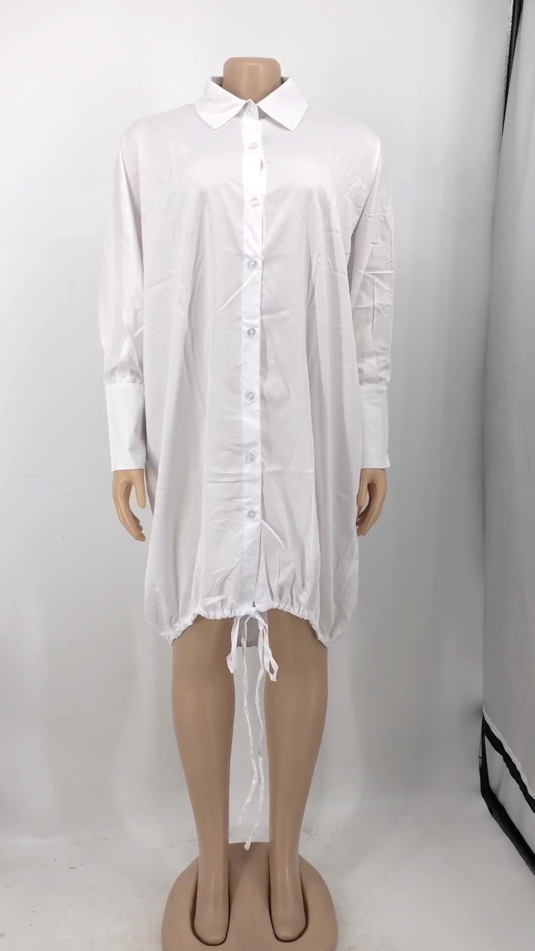 Women Long Sleeve Solid Loose Dress 23