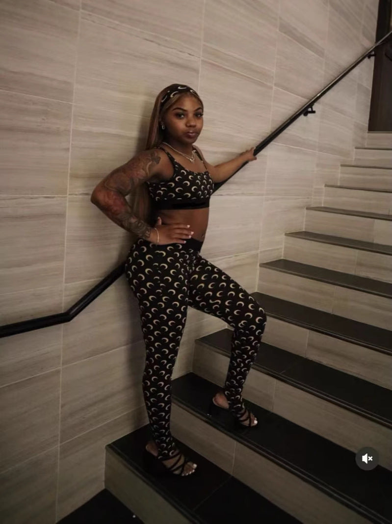 Women Sexy Printed Tank Top and Pants Two-Piece Set 4