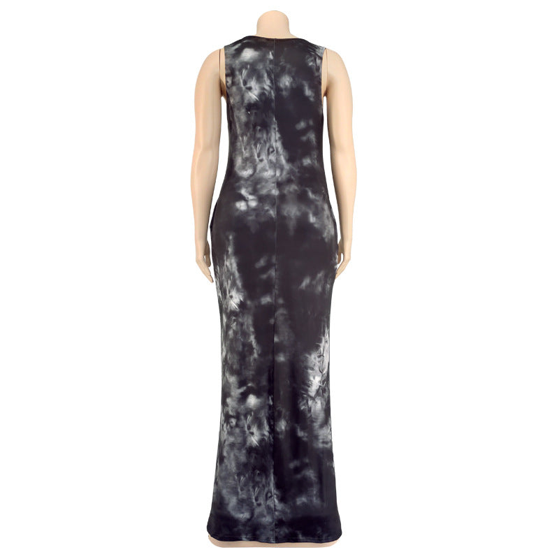 Plus Size Women Summer Tie-dye Print Dress 10