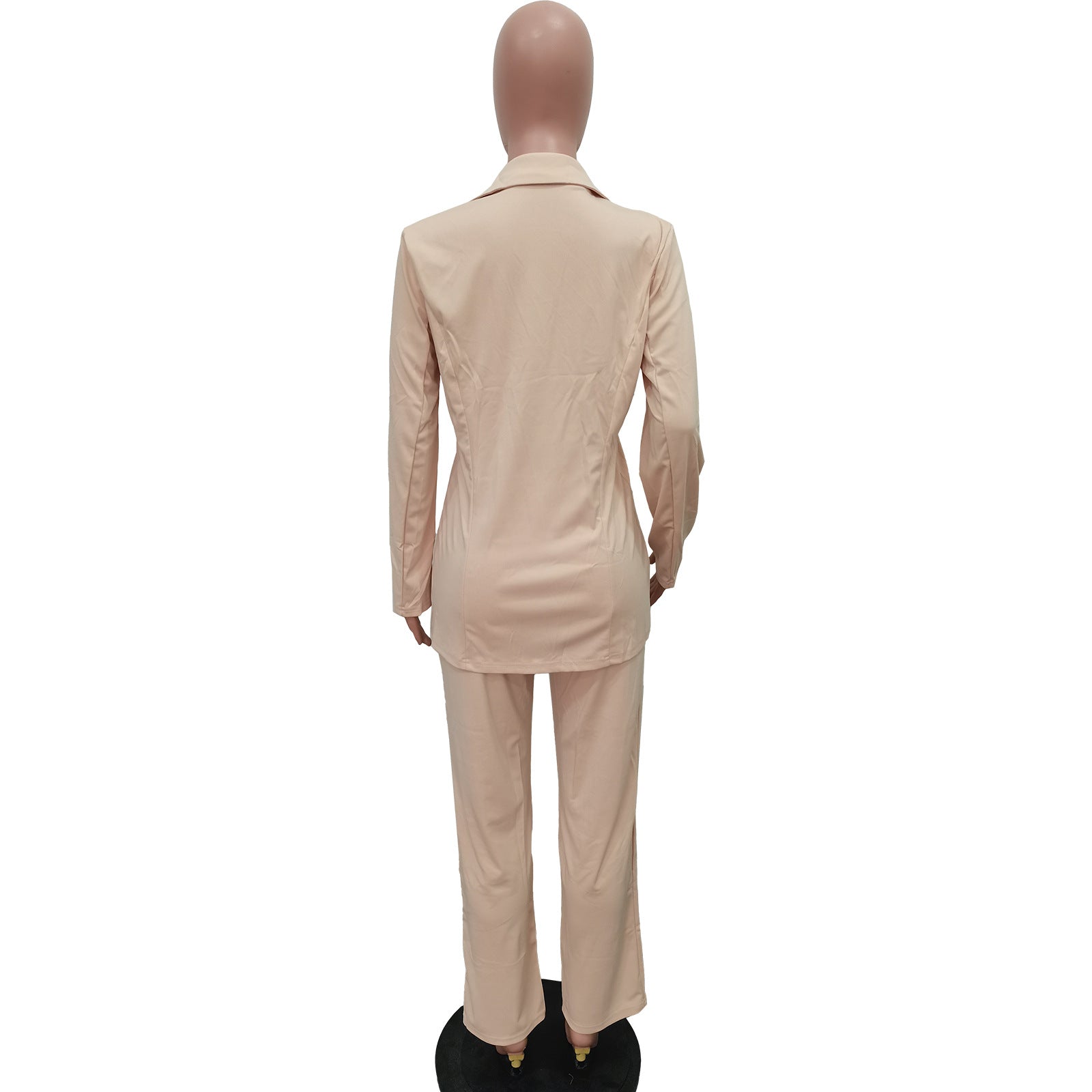 Women Solid Turndown Collar Two-piece Set 30