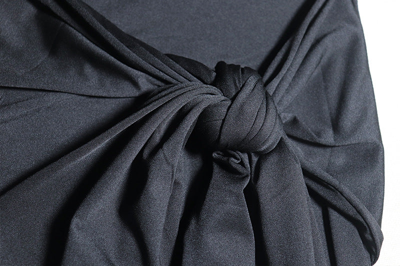 Pure color sexy deep v Low Back tie Slim Waist Chic Street Bodycon short dress 16